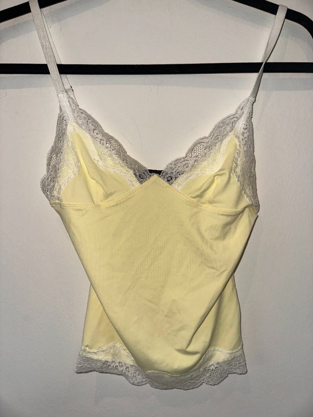 Lioness Pastel Yellow Lace Trim Cami Top V-Neck